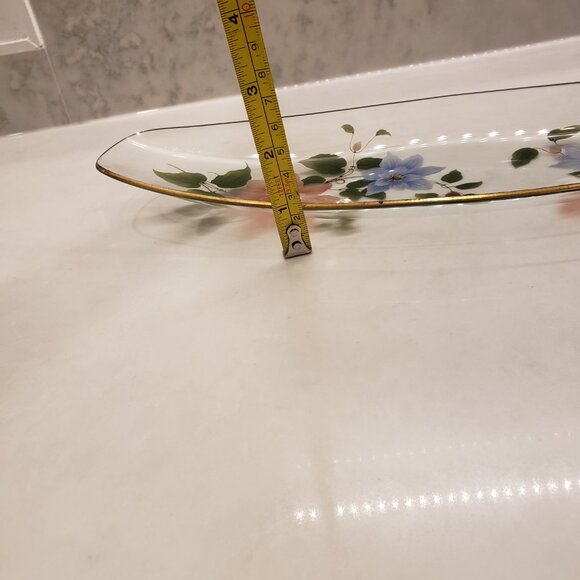 Vintage longer floral plate with gold rim - Picture 8 of 8